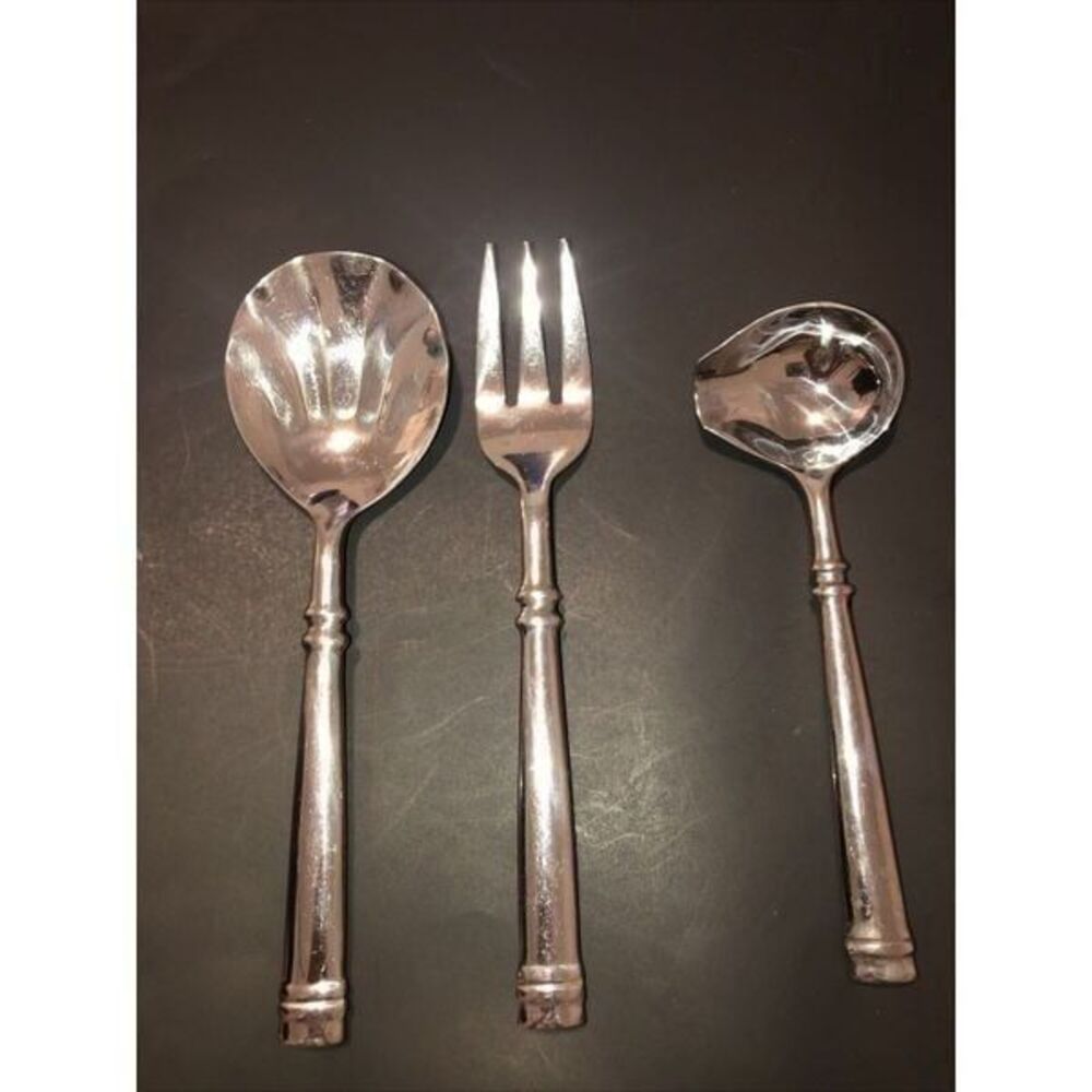 Artisan Ware  Forged Stainless Serving Spoon, Fork And Gravy Spoon, Set If 3